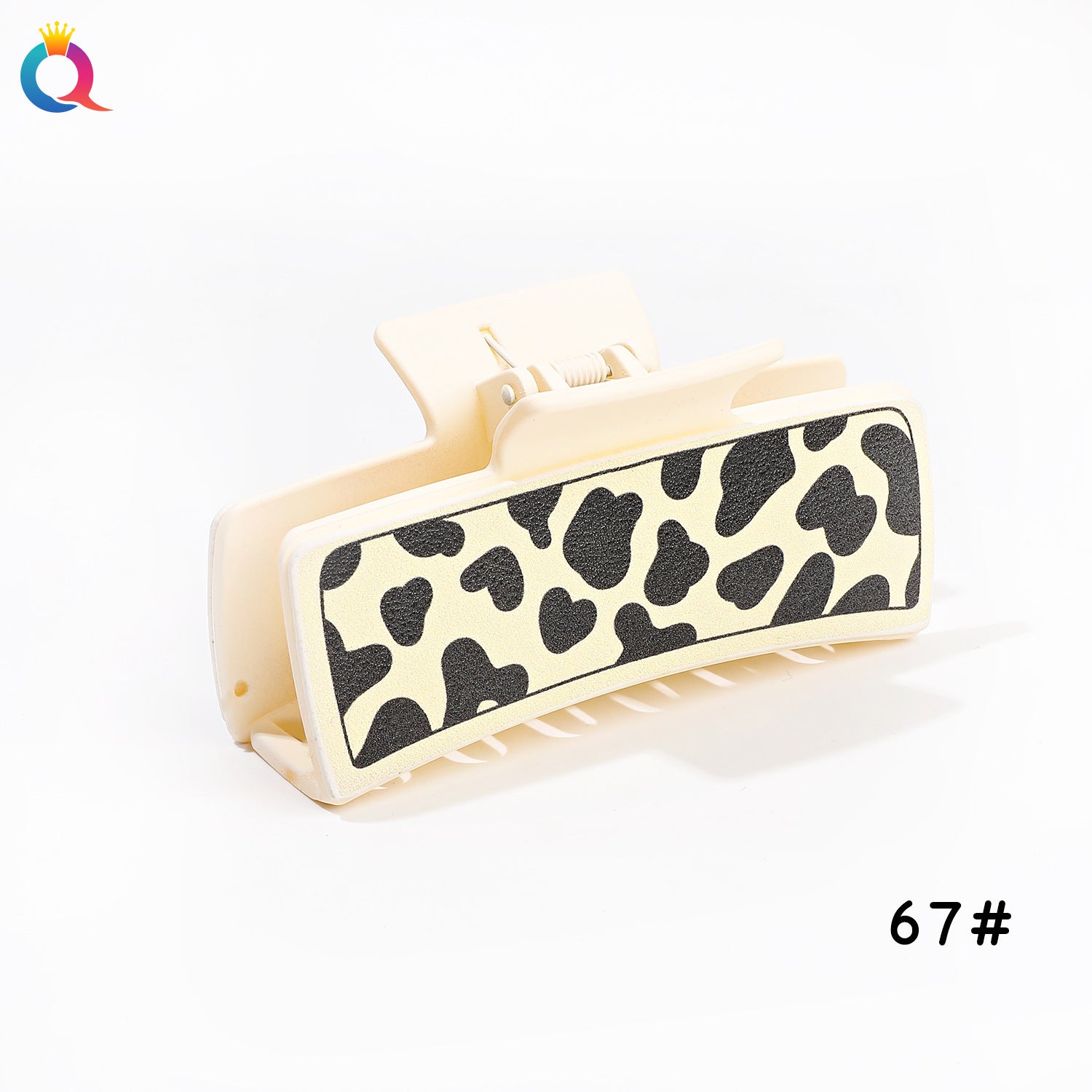 Wholesale Leather Leopard Retro Square Clip Cashew PU Shark Clip